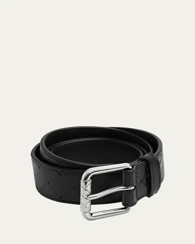 Bottega Veneta Men's Intrecciato Stamp Leather Belt