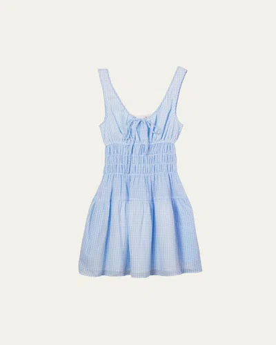 Ciao Lucia Gianluca Gingham Smocked Mini Dress In Blue