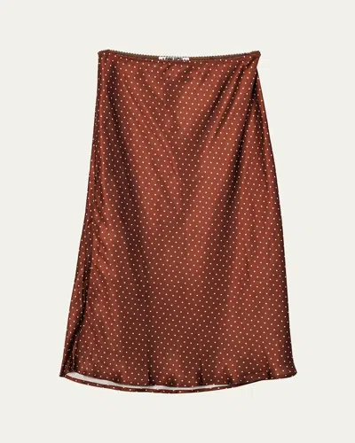 Ciao Lucia Emilie Satin Midi Skirt Siena In Brown