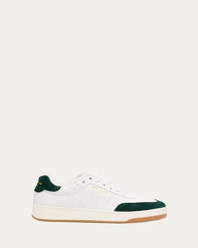 Saint Laurent Smooth Leather Sneakers Contrast Panel In White