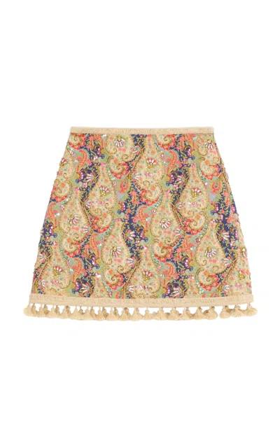 Valentino Embroidered Skirt On Piquet With Paisley Voyage Imaginaire Print Woman Multicolour 44