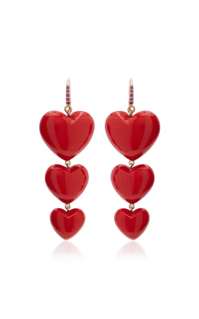 Rachel Quinn 14k Yellow Gold Sapphire Coral Earrings