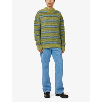 Marni Mens Acid Fuzzy Wuzzy Striped Wool-blend Jumper In Green