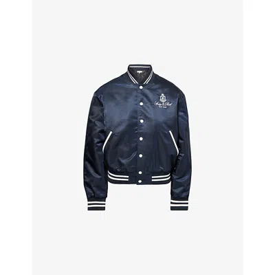 Sporty And Rich Womens Dark Navy Vendome Nylon Varsity Jacket