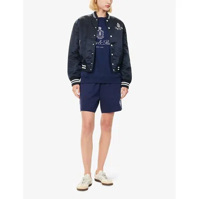 Sporty And Rich Womens Dark Navy Vendome Nylon Varsity Jacket