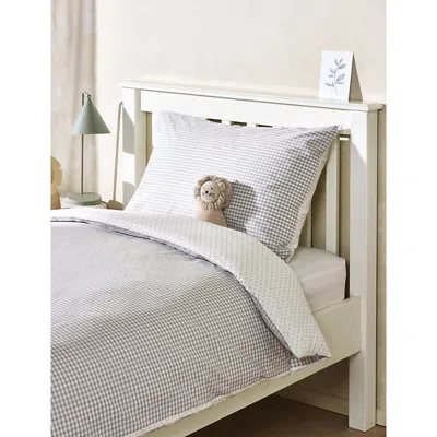 The Little White Company Ud Grey Star-print Reversible Double Cotton Bedding Set