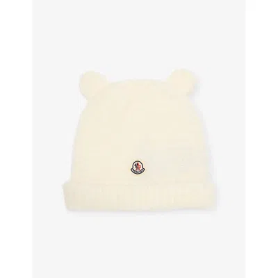 Moncler Girl's Wool Fleece Infant Beanie With Teddy Bear Ears In Yellow