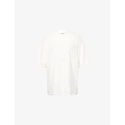 Gymshark Womens White Varsity Text-print Stretch-cotton T-shirt In White