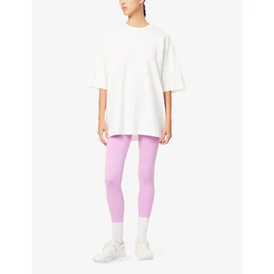 Gymshark Womens White Varsity Text-print Stretch-cotton T-shirt In White