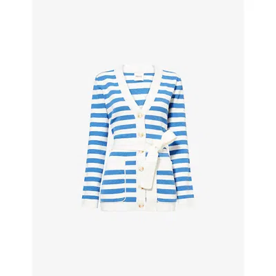 Posse Womens Blue Stripe Ari Stripe Knitted Cardigan Xs In Multi