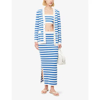 Posse Womens Blue Stripe Ari Stripe Knitted Cardigan Xs In Multi