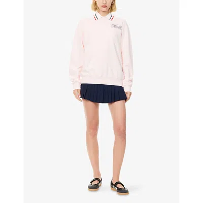 Sporty And Rich Womens Pink Dolphin Health Script Crewneck Cotton-jersey Sweatshirt In Pink