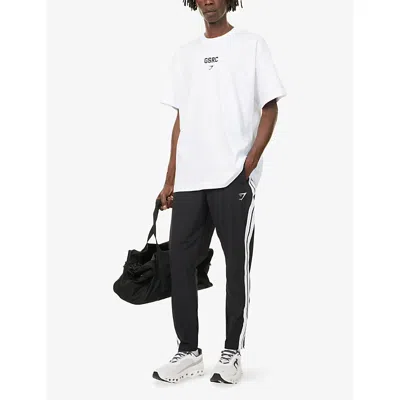 Gymshark Mens Gs Black Retro Side-striped Stretch-nylon Joggers Xl In Black