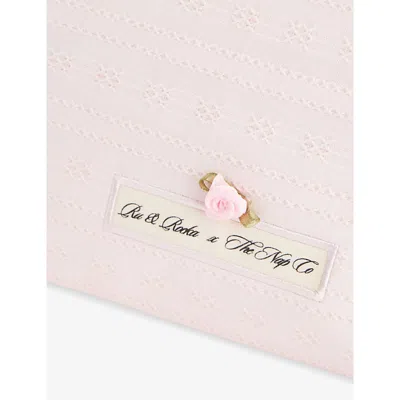 The Nap Co Womens Pink X Ru & Rocka Embroidered Cotton Make-up Bag