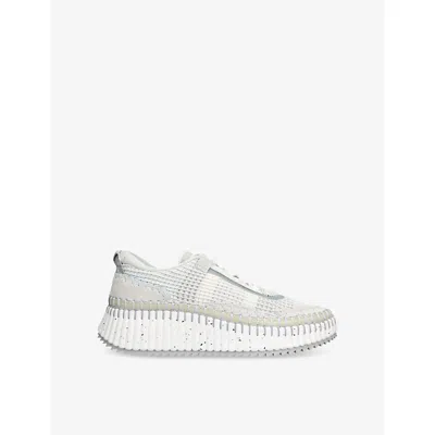 Chloé Womens Grey Nama Mesh And Suede Low-top Trainers Eur 42/ 9 Uk