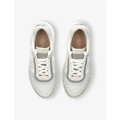 Chloé Womens Grey Nama Mesh And Suede Low-top Trainers Eur 42/ 9 Uk