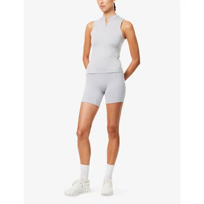 Adanola Womens Light Grey Melange Brushed Sleeveless Stretch-jersey Top Xl