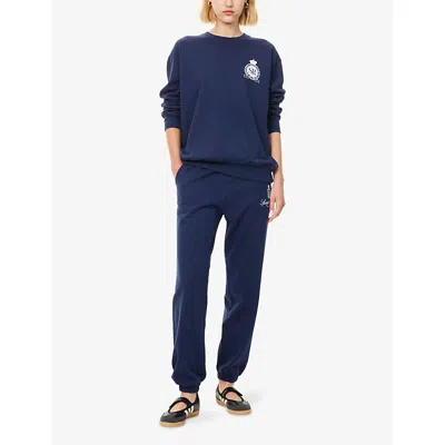 Sporty And Rich Womens Dark Navy Royal Club Crewneck Cotton-jersey Sweatshirt Xxl