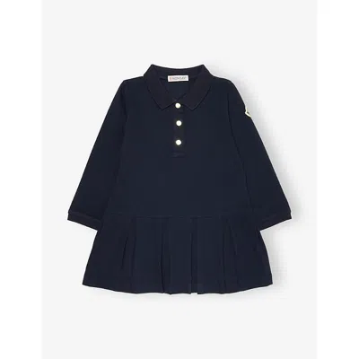 Moncler Robe Polo En Piqué De Coton In Black