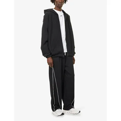 Gymshark Mens Gs Black Collegiate Straight-leg Cotton-jersey Trousers In Black