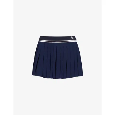 Sporty And Rich Womens Dark Navy Src Logo Abigail Woven Mini Skirt In Blue