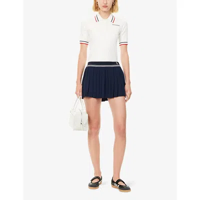 Sporty And Rich Womens Dark Navy Src Logo Abigail Woven Mini Skirt In Blue