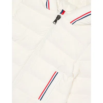 Moncler White Merary Hooded Shell-down Jacket 6 Months- In Neutral