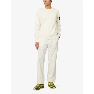 Stone Island Turtleneck Ribbed Wool Sweater In White