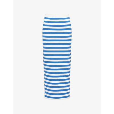 Posse Womens Blue Stripe Ari Stripe Knitted Maxi Skirt Xs In Blue