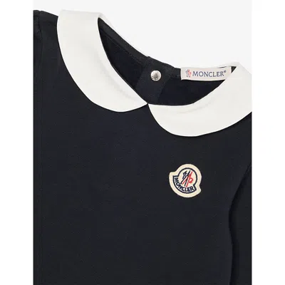 Moncler Robe En Coton À Volants In Black