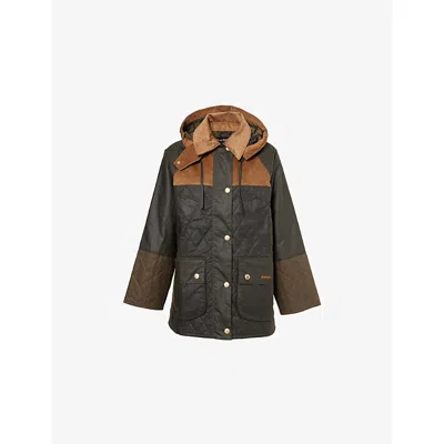 Barbour Quilted Corduroy-panels Puffer Jacket In Black