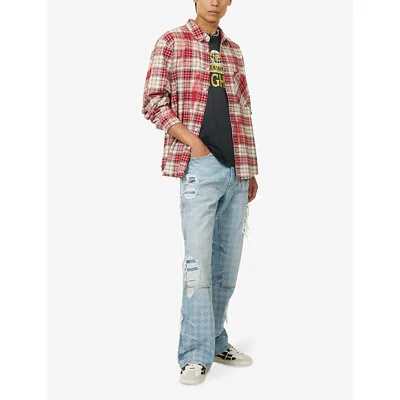 Amiri Mens Faded Indigo Repair Carpenter Monogram Denim Jeans
