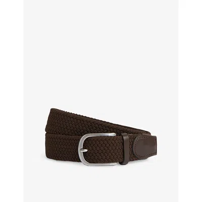 Reiss Mens Dark Brown Elmont Woven Belt