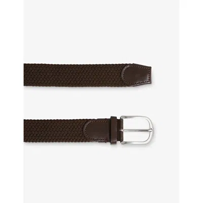 Reiss Mens Dark Brown Elmont Woven Belt