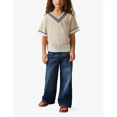 Reiss Kids Ida Sr V-neck Sweater In Neutral