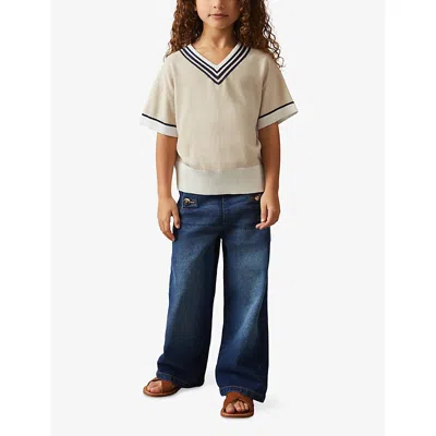 Reiss Kids Ida Sr V-neck Sweater In Neutral