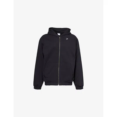 Gymshark Mens Gs Black Rest Day Essentials Zipped Cotton-jersey Hoody In Black