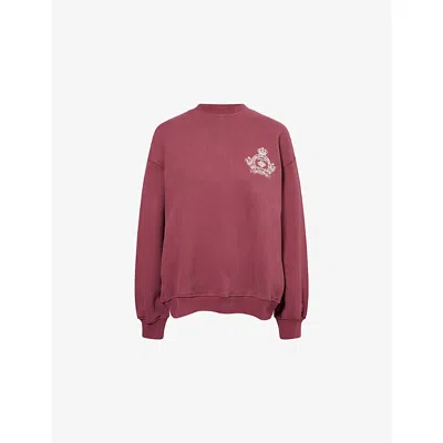 The Couture Club Womens Burgundy Crest Embroidery Cotton-jersey Sweatshirt