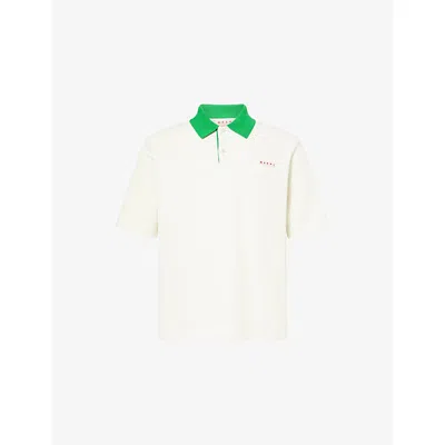 Marni Cotton Blend Polo Shirt With Contrasting Collar