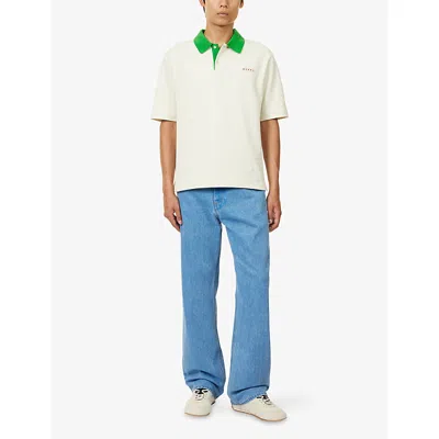Marni Cotton Blend Polo Shirt With Contrasting Collar