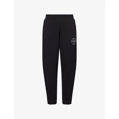 Gymshark Womens Black Lifestyle Club Graphic Cotton-jersey Jogging Bottoms Xl In Black