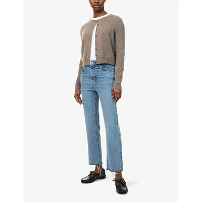 Frame Womens Indio Vintage Fray The Ruler Crop Straight-leg High-rise Denim Jeans