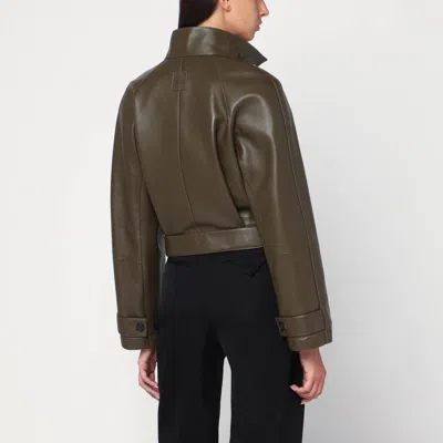Loewe Khaki Green Leather Jacket With Belt
