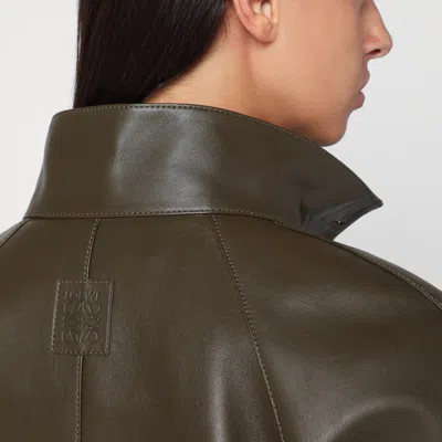 Loewe Khaki Green Leather Jacket With Belt