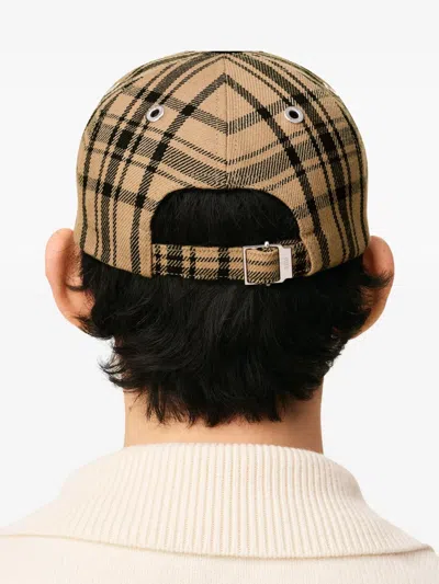 Ami Alexandre Mattiussi Brown Wool Checked Patch Cap Brown In Brown