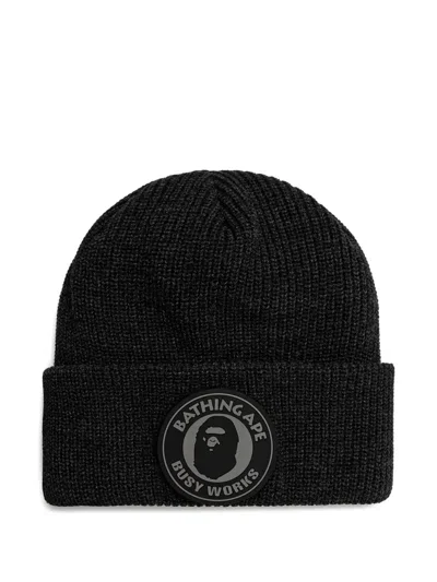 A Bathing Ape Logo-patch Beanie Hat