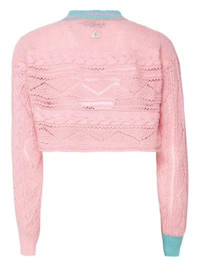 Akep Crochet-knit Cropped Sweater In Pink