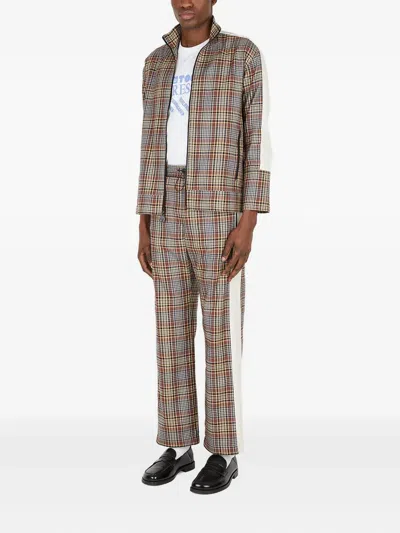 Ahluwalia Akin Checked Panelled Trousers In White