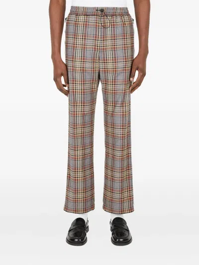 Ahluwalia Akin Checked Panelled Trousers In White