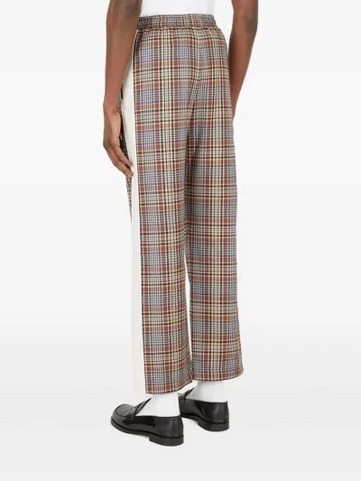 Ahluwalia Akin Checked Panelled Trousers In White